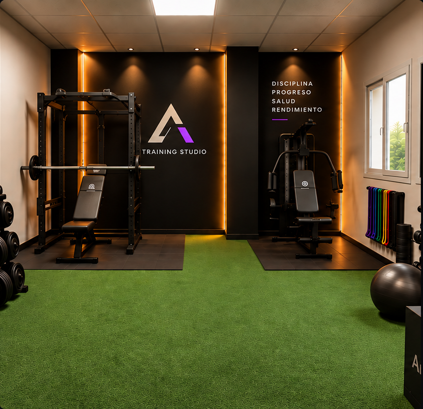 Visualización del proyecto ASTRON Training Studio; centro deportivo en proceso, no representa su estado actual