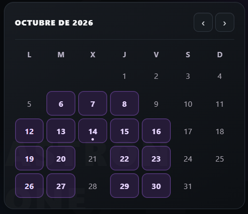 Calendario de ASTRON ONE